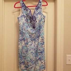 LILLY PULITZER Lyssa Shift Dress Blue Lucky Trunks